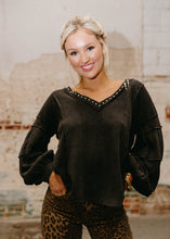 Load image into Gallery viewer, Studded Black Thermal Long Sleeve Top
