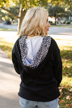 Load image into Gallery viewer, Leopard Accent Black Doublehood Pullover
