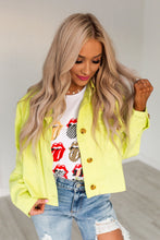 Load image into Gallery viewer, Neon Yellow Cotton Button Jacket
