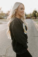 Load image into Gallery viewer, Gold “C” Corded Black Sweatshirt
