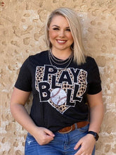 Load image into Gallery viewer, Leopard Home Plate BASEBALL Vintage Black Tee
