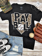 Load image into Gallery viewer, Leopard Home Plate BASEBALL Vintage Black Tee
