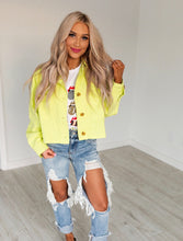 Load image into Gallery viewer, Neon Yellow Cotton Button Jacket
