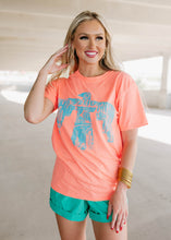 Load image into Gallery viewer, Desert Scene Turquoise Thunderbird Graphic Coral Tee
