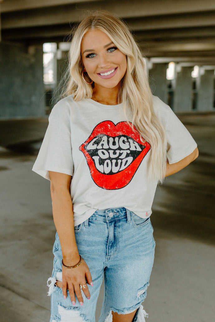 Laugh Out Loud Taupe Graphic Tee