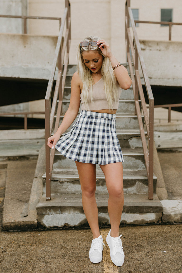 As If Clueless Navy Pleated Plaid Skirt - vintageleopard
