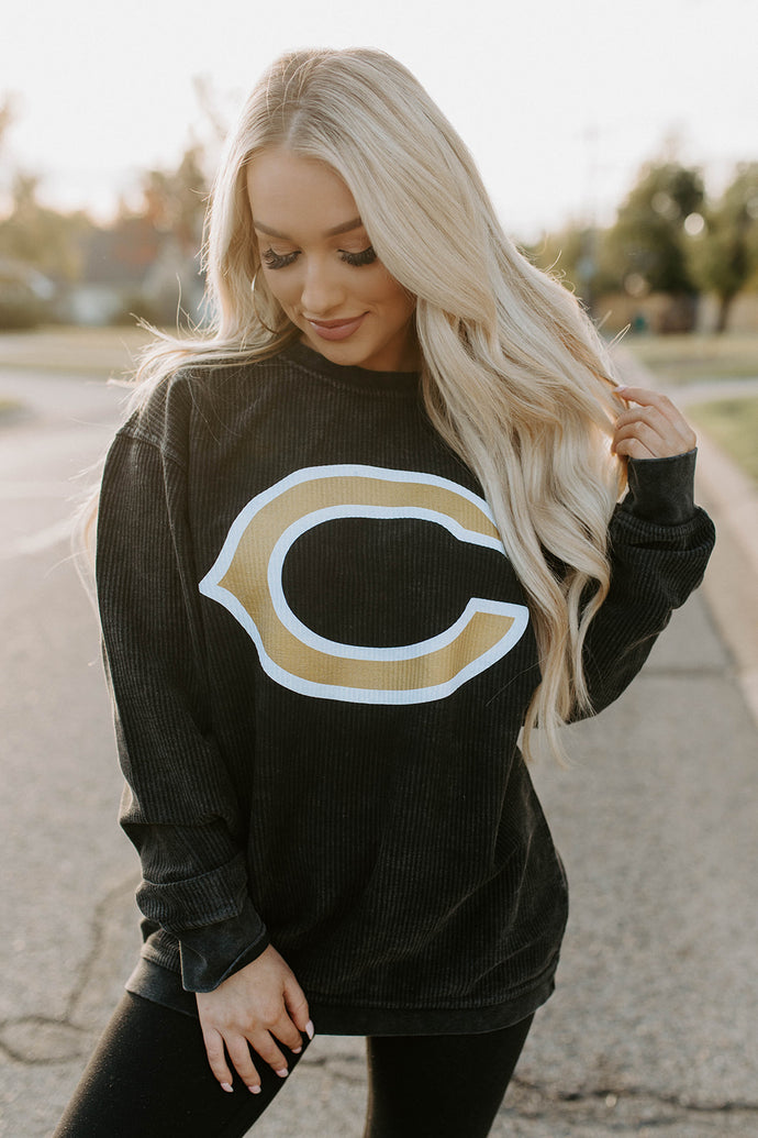 Gold “C” Corded Black Sweatshirt