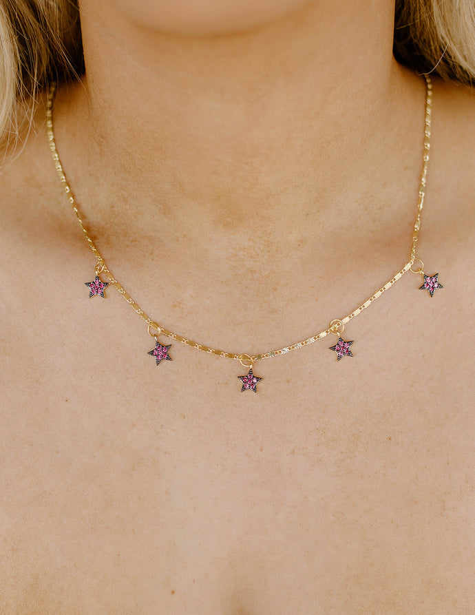 Nova Fuschia Star Charm Necklace