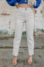 Load image into Gallery viewer, Faux Leather Straight Cropped Pants - Cream
