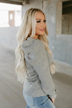 Load image into Gallery viewer, Grey Knit Puff Sleeve Sweater
