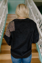 Load image into Gallery viewer, She&#39;s Been Spotted Black &amp; Leopard Boyfriend Jacket
