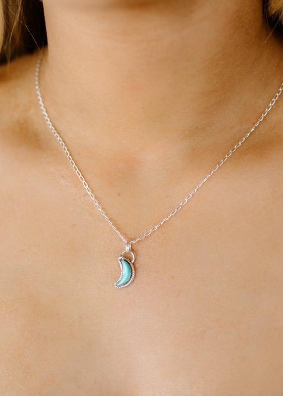 Over the Moon Natural Turquoise & Sterling Silver Necklace