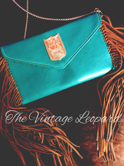 NFR 2017 Turquoise Leather Fringe Clutch Purse