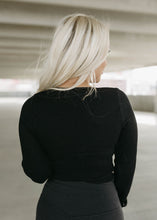 Load image into Gallery viewer, Black Ribbed Knit Bodysuit - vintageleopard
