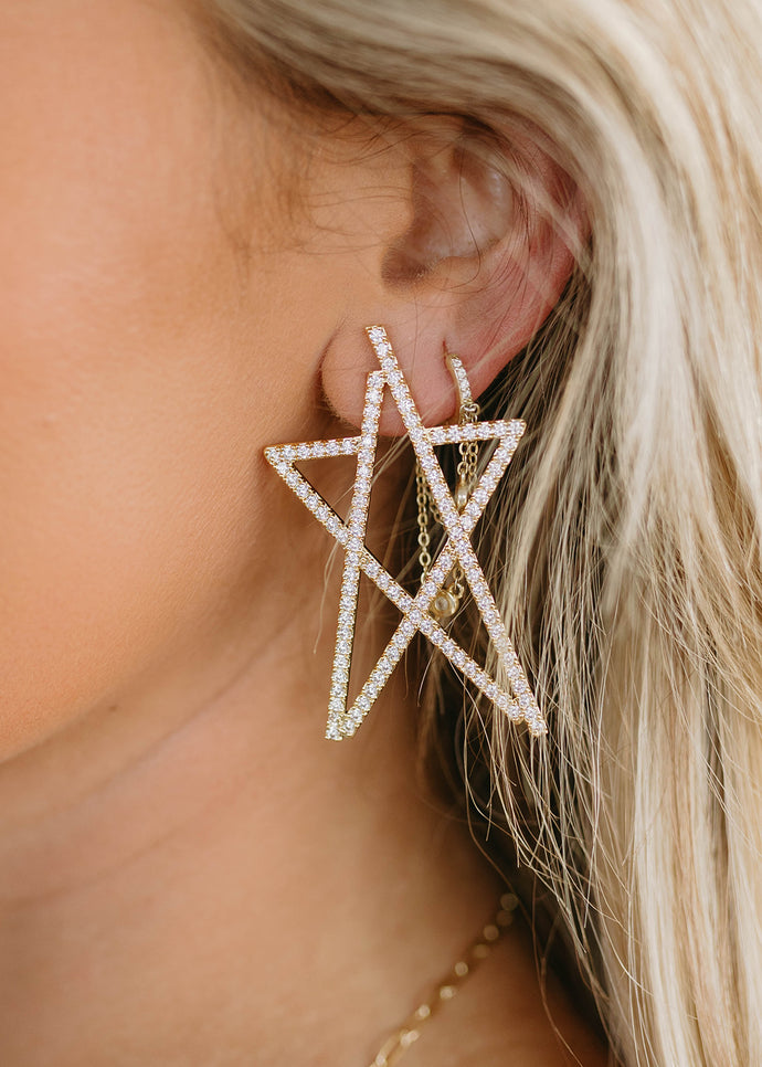 Clara Rhinestone Star Outline Earrings