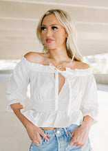 Load image into Gallery viewer, Whisper White Smocked Off Shoulder Top
